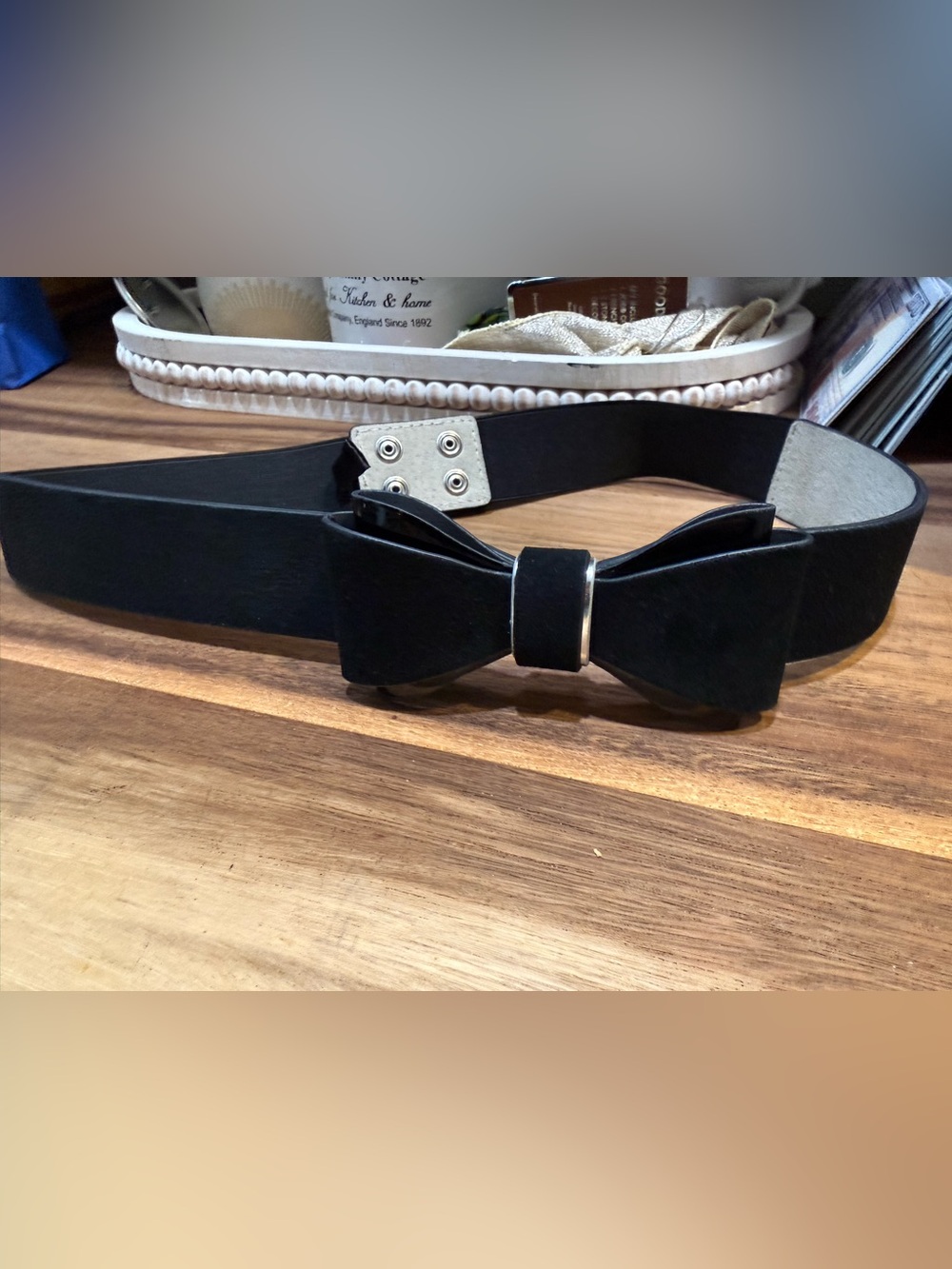 WHBM Black Bow Accent Waist Belt